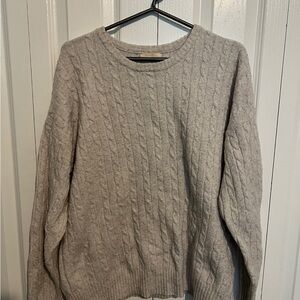 Nuuds Light Gray Cable Knit Crewneck Sweater